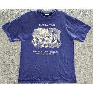 Florida State Fiddlers Shirt Mens L Convention Purple Graphic Single Stitch 90s
